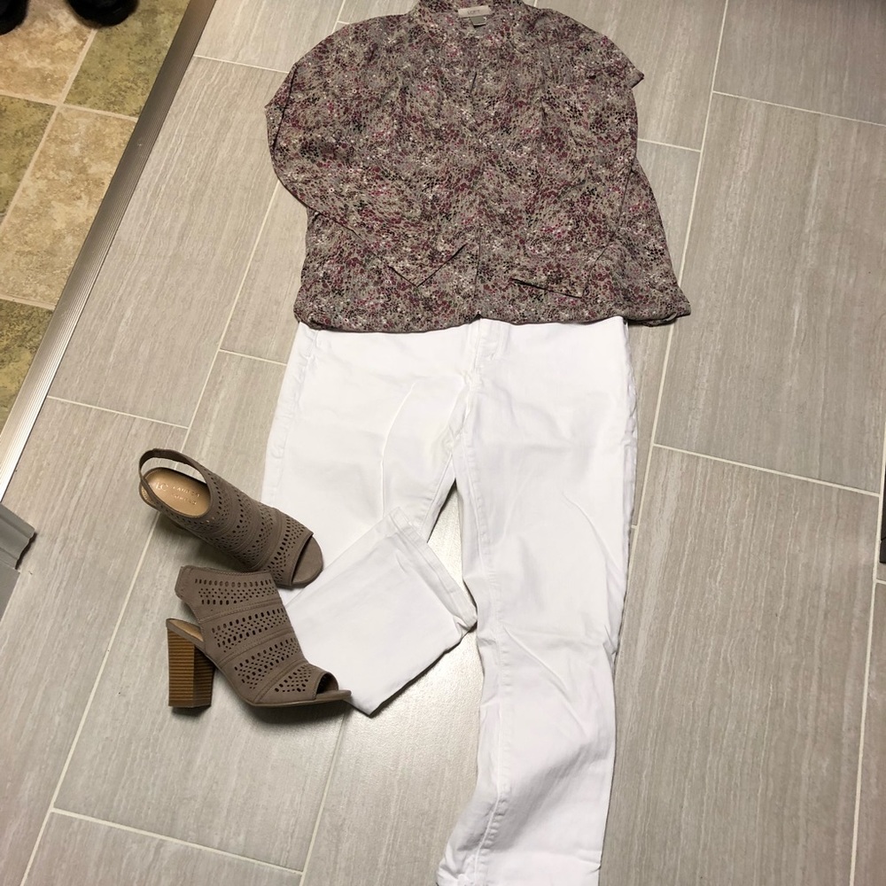 Loft kick Crop white denim